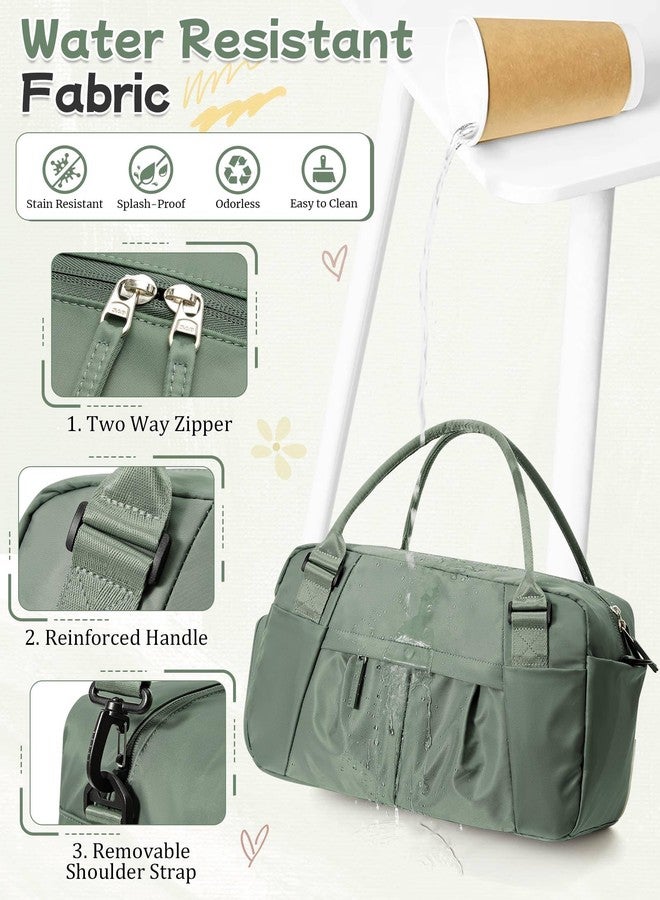 BJLFS Travel Duffel Bag for Women - Small Waterproof Weekender Tote Carry on Bag with Shoe Compartment, Wet Pocket & Trolley Sleeve - Ideal for Gym, Yoga, Swim, Dance & Workout Green - Image 5